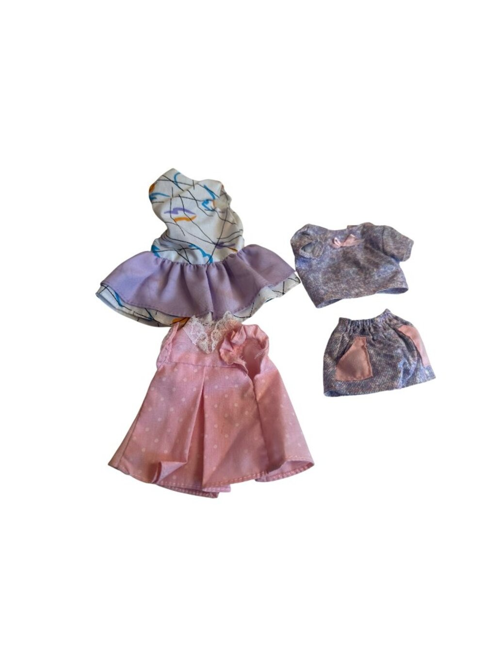 Vintage 80s 90s Fashion Doll Clothing for 11"-12" Dolls Pastel Dresses Top